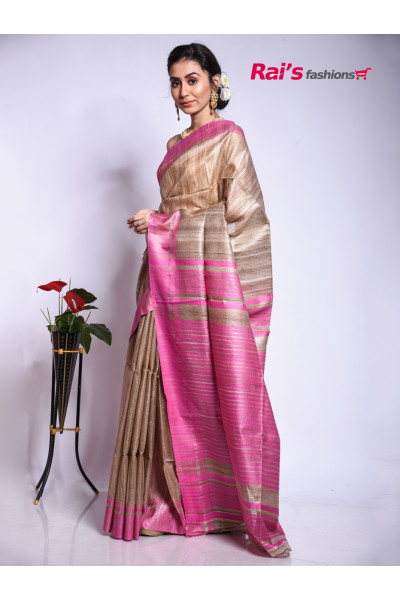 Pure Handloom Gicha Silk Saree With Contrast Color Border And Pallu (KR40)